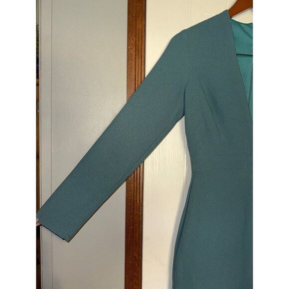 NWT Karlie Teal Long Sleeve Midi Dress With Deep V-Neck  Size Small - Picture 6 of 14